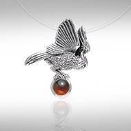 Believe in the underworld connection ~ Ted Andrews Great Horned Owl Pendant with Gemstone TPD341 - Jewelry