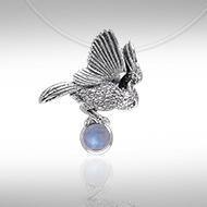 Believe in the underworld connection ~ Ted Andrews Great Horned Owl Pendant with Gemstone TPD341 - Jewelry