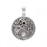Round Steampunk Sterling Silver Pendant TPD3872