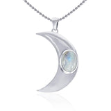 Glow in the Light of the Beautiful Crescent Moon ~ Sterling Silver Jewelry Pendant with Gemstone TPD4059 - Jewelry
