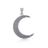 Celtic Crescent Moon Sterling Silver Pendant TPD4135