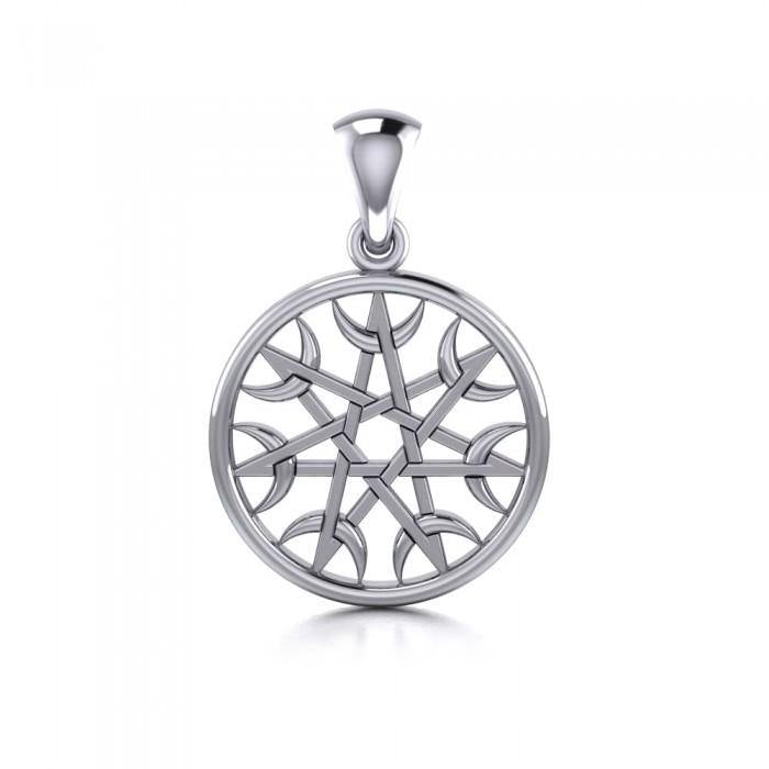 Elven Star with Crescent Moon Silver Pendant TPD4279 - Jewelry