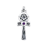 Handcrafted Celtic Knot Pentagram Ankh Sterling Silver Pendant TPD430