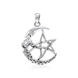 Moon Goddess Pentagram Sterling Silver Pendant TPD4325