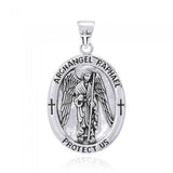 Archangel Raphael Medallion Sterling Silver Pendant TPD4643