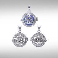 Global Harmony in Trinity Knot ~ 16mm chiming harmony ball with a 25mm Sterling Silver Jewelry Pendant cage - Jewelry