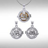 Global Harmony in Trinity Knot ~ 16mm chiming harmony ball with a 25mm Sterling Silver Jewelry Pendant cage - Jewelry