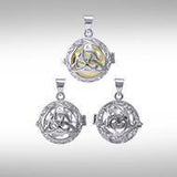 Global Harmony in Trinity Knot ~ 16mm chiming harmony ball with a 25mm Sterling Silver Jewelry Pendant cage - Jewelry