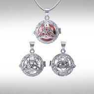 Global Harmony in Trinity Knot ~ 16mm chiming harmony ball with a 25mm Sterling Silver Jewelry Pendant cage - Jewelry