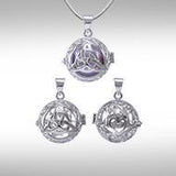 Global Harmony in Trinity Knot ~ 16mm chiming harmony ball with a 25mm Sterling Silver Jewelry Pendant cage - Jewelry