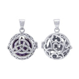 Global Harmony in Trinity Knot ~ 16mm chiming harmony ball with a 25mm Sterling Silver Jewelry Pendant cage - Jewelry