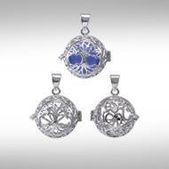 Global Harmony Wrapped in the Angel Wings ~16mm chiming harmony ball with a 25mm Sterling Silver Jewelry Pendant cage - Jewelry