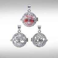 Global Harmony Wrapped in the Angel Wings ~16mm chiming harmony ball with a 25mm Sterling Silver Jewelry Pendant cage - Jewelry
