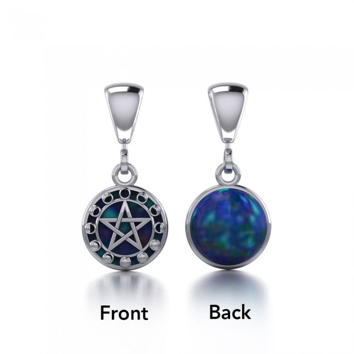 Pentacle with Moon Phases Sterling Silver Flip Pendant TPD477