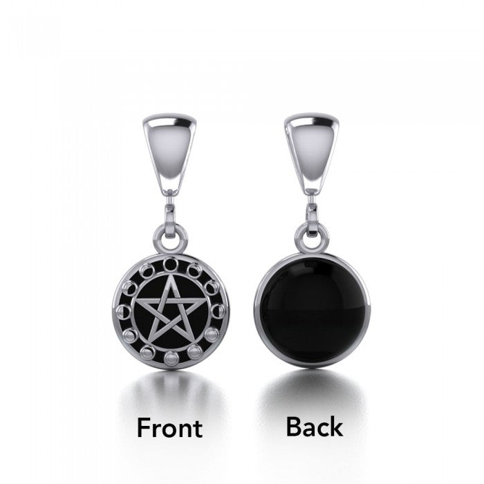Pentacle with Moon Phases Sterling Silver Flip Pendant TPD477