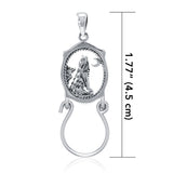 Baying Wolf Sterling Silver Charm Holder Pendant TPD5082