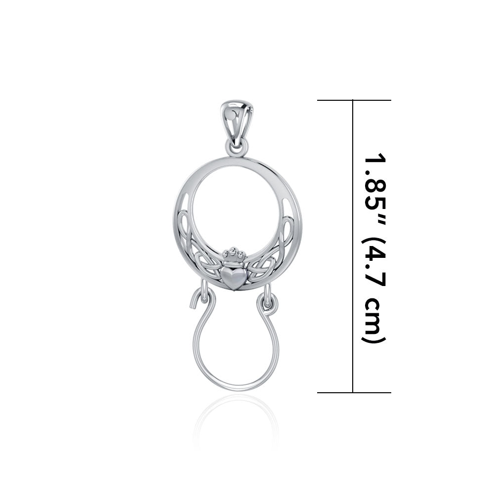 Celtic Claddagh Sterling Silver Charm Holder Pendant TPD5099