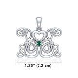 Celtic Butterfly Shamrock Clover Silver Gemstone Pendant TPD5159 - Jewelry