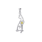Lovely Heart Cat Silver Pendant with Gem TPD5273 - Jewelry