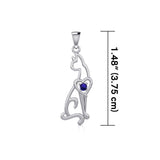 Lovely Heart Cat Silver Pendant with Gem TPD5273 - Jewelry