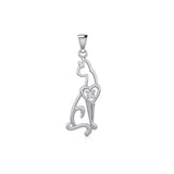 Lovely Heart Cat Silver Pendant with Gem TPD5273 - Jewelry