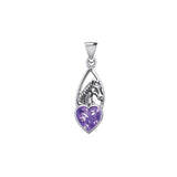 Horse Over Heart Gemstone Silver Pendant TPD5291 - Jewelry