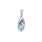 Horse Over Heart Gemstone Silver Pendant TPD5291 - Jewelry