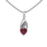 Horse Over Heart Gemstone Silver Pendant TPD5291 - Jewelry
