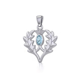 Thistle Silver Pendant with Gemstone TPD5295 - Jewelry