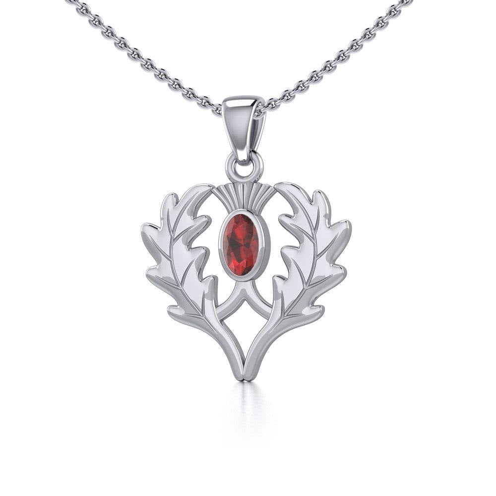 Thistle Silver Pendant with Gemstone TPD5295 - Jewelry