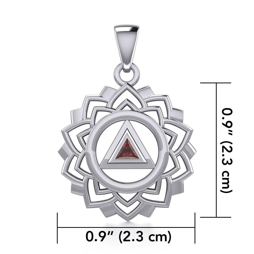 Crown Chakra with Recovery Gemstone Symbols Silver Pendant TPD5307 - Jewelry