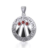 Zodiac Wheel with Awen The Three Rays of Light Sterling Silver Pendant TPD5308