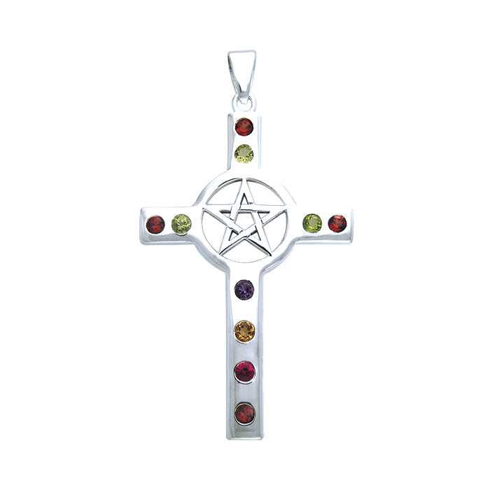 Pentacle In Multi Colored Cross TPD533