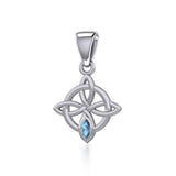 Celtic Quaternary Knot Silver Pendant with Gemstone TPD5336 - Jewelry