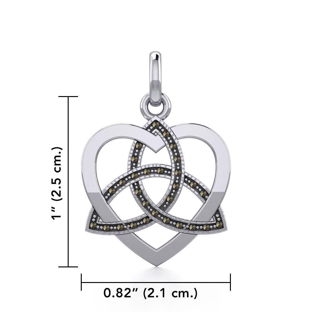 Marcasite Trinity in Heart Silver Pendant TPD5344 - Jewelry