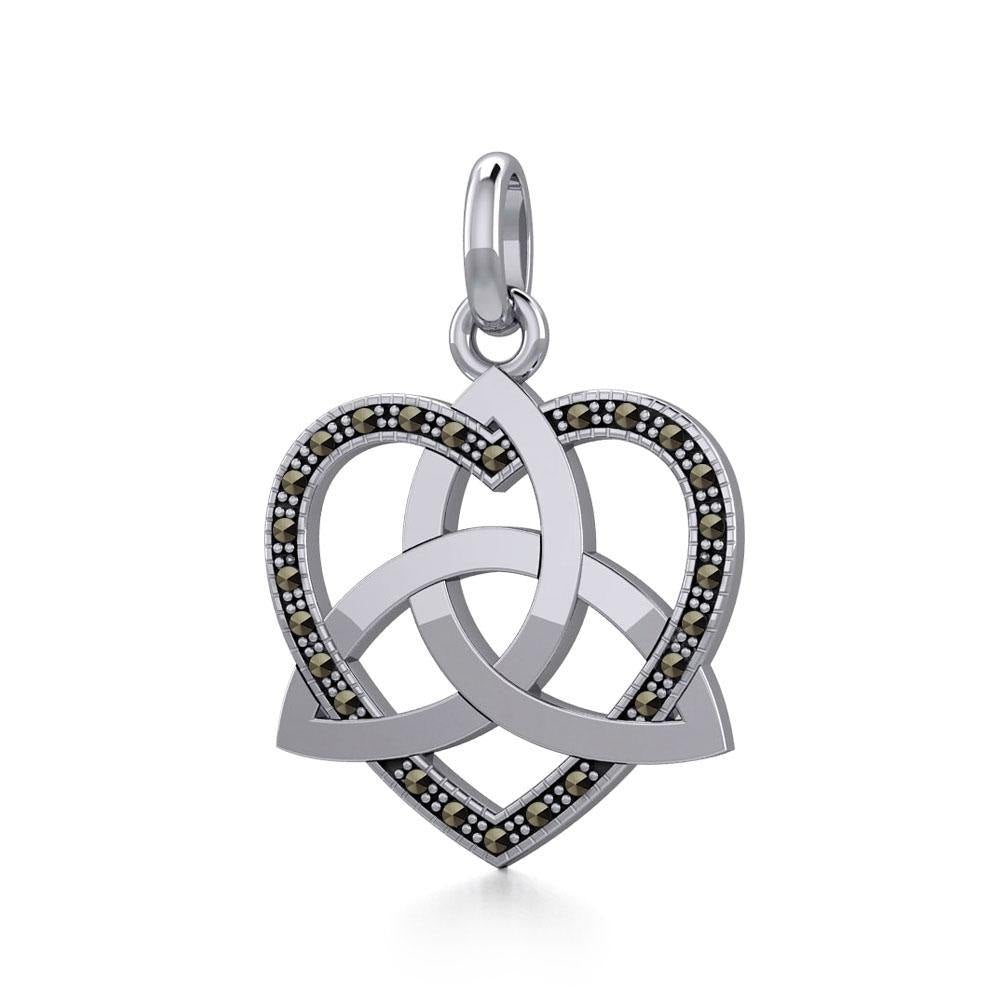 Trinity in Marcasite Heart Silver Pendant TPD5345 - Jewelry