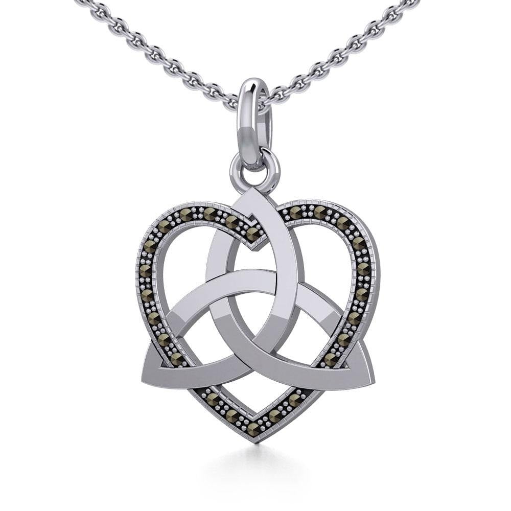 Trinity in Marcasite Heart Silver Pendant TPD5345 - Jewelry