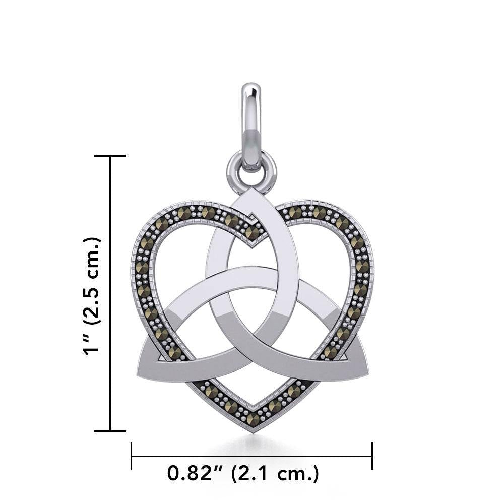 Trinity in Marcasite Heart Silver Pendant TPD5345 - Jewelry