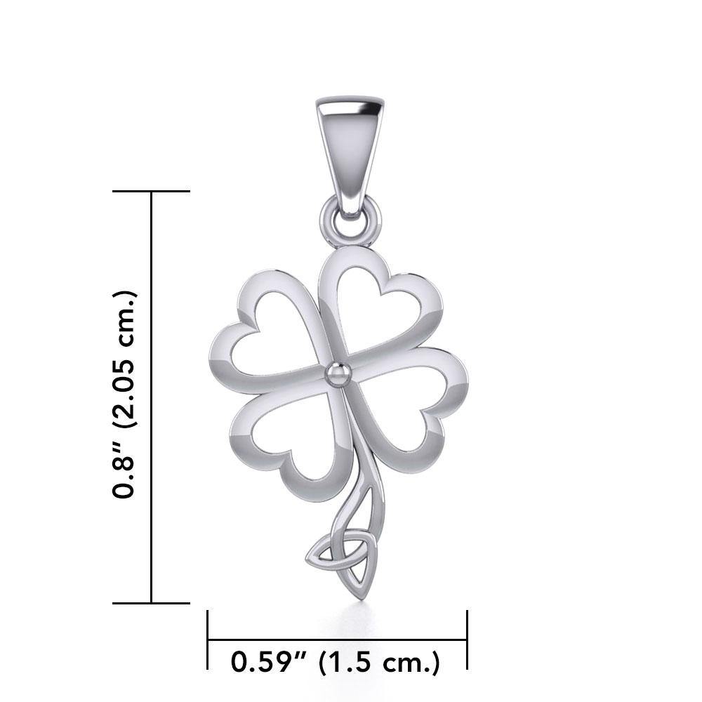 Four Leaf Clover with Trinity Knot Silver Pendant TPD5357 - Jewelry