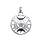 Sun Fire Moon Sterling Silver Pendant With Gem and Enamel  TPD536