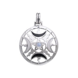Sun Fire Moon Sterling Silver Pendant With Gem and Enamel  TPD536