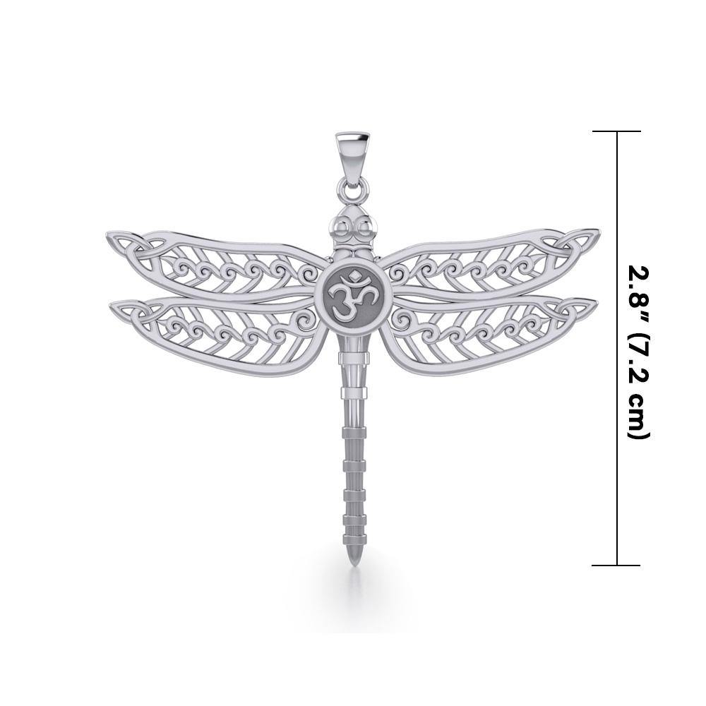 The Celtic Dragonfly with Om Symbol Silver Pendant TPD5384 - Jewelry