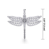 The Celtic Dragonfly with Om Symbol Silver Pendant TPD5384 - Jewelry
