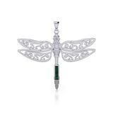 The Celtic Dragonfly with Inlay Stone Silver Pendant TPD5388