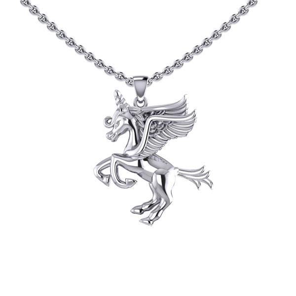Enchanted Sterling Silver Mythical Unicorn Pendant TPD5400 - Jewelry