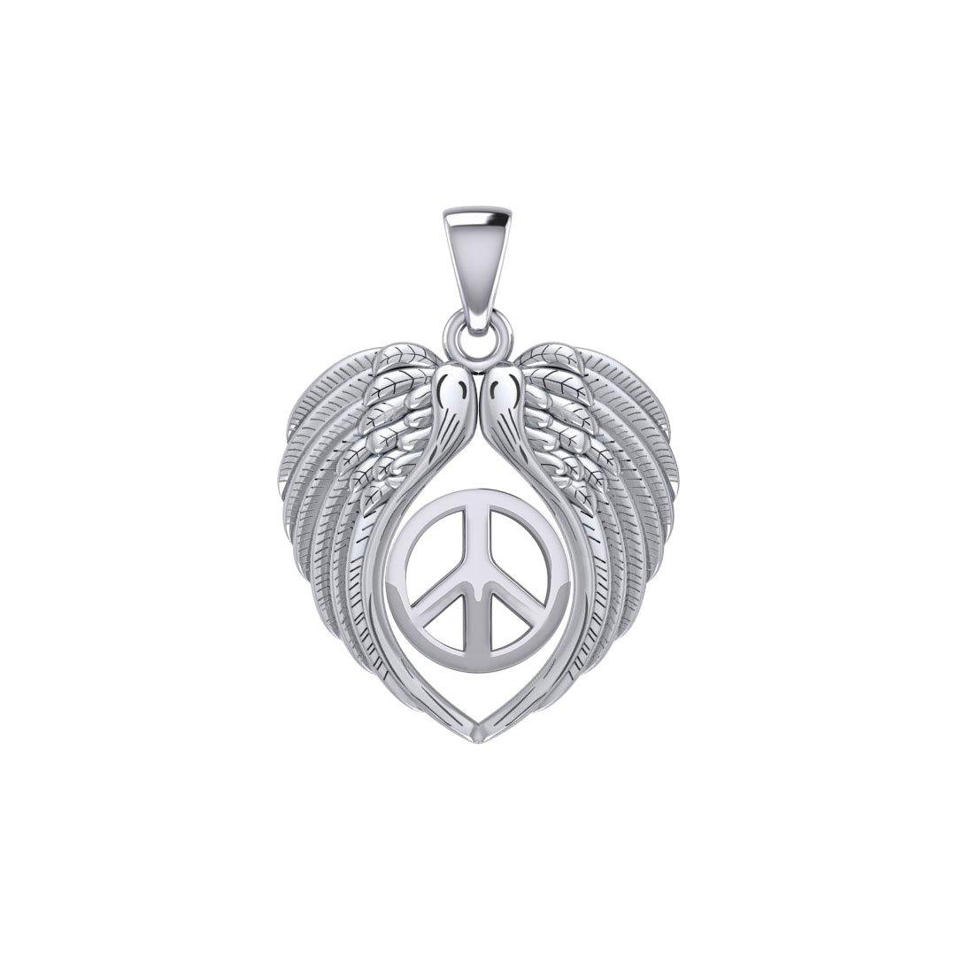 Feel the Tranquil in Angels Wings Silver Pendant with Peace TPD5455 - Jewelry