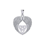 Feel the Tranquil in Angels Wings Silver Pendant with Trinity Knot TPD5456