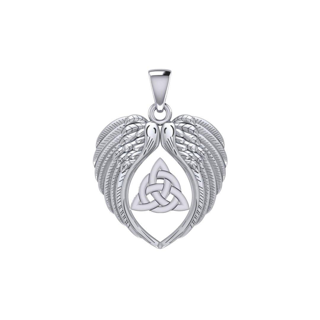Feel the Tranquil in Angels Wings Silver Pendant with Triquetra TPD5457 - Jewelry