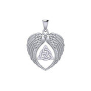 Feel the Tranquil in Angels Wings Silver Pendant with Triquetra TPD5457