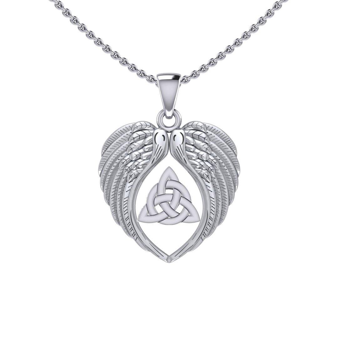 Feel the Tranquil in Angels Wings Silver Pendant with Triquetra TPD5457 - Jewelry